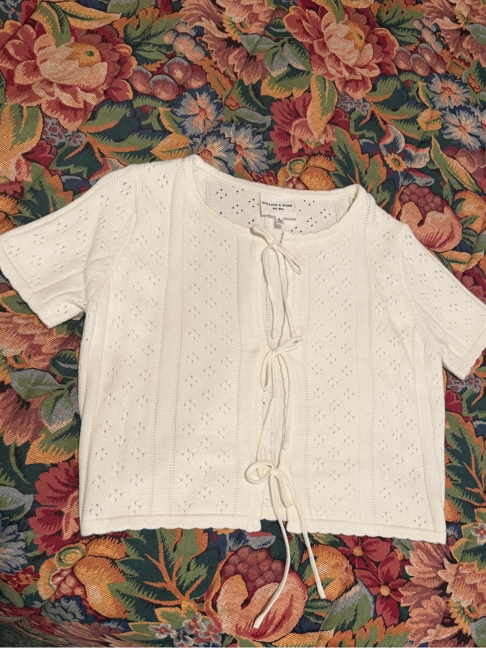 Cream Knit Tie-Front Sweater Top l - Willow & Wind